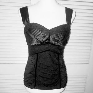 XOXO ruched lacy stretchy black top. Size: Medium Best Offer